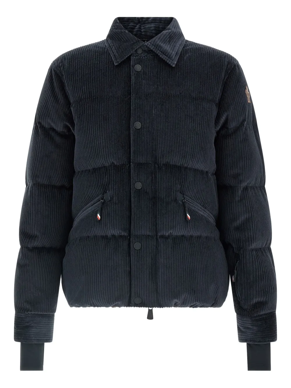 Moncler Elgon Corduroy Down Ski Jacket In Blue