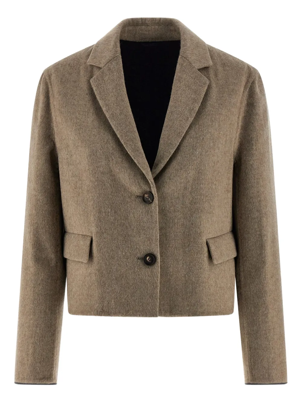 Brunello Cucinelli Single-breasted Wool Blazer In Brown