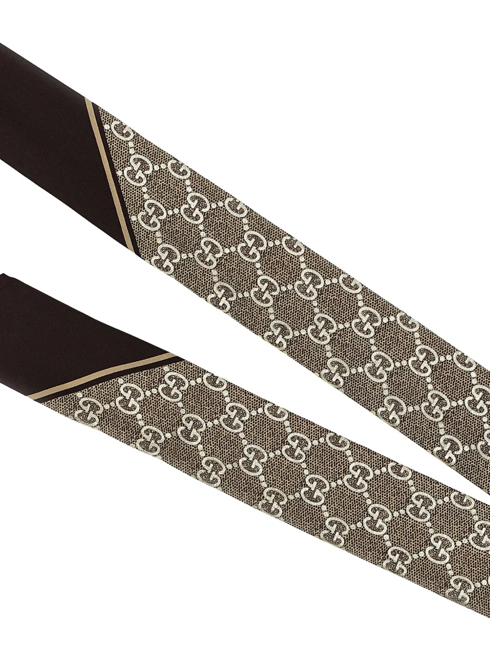 Gucci GG monogram silk ribbon scarf - Bruin
