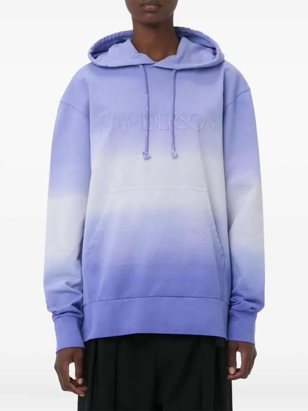 Jw Anderson Logo-embroidered Gradient Hoodie In Blue