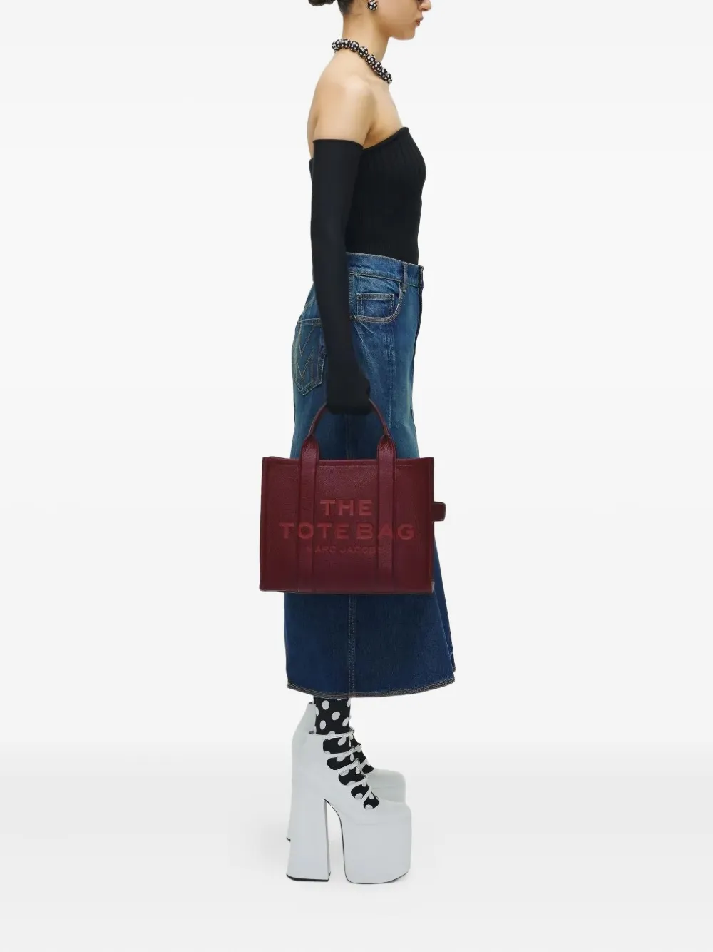 Marc Jacobs Medium Leather Tote Bag In Red