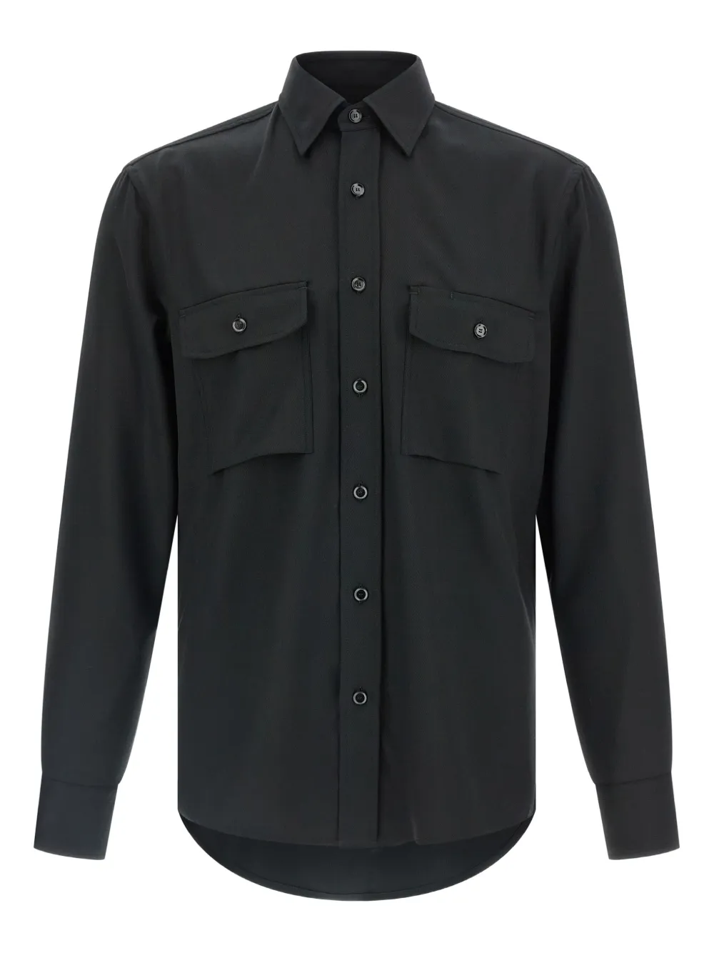 Brioni chest-pockets button military shirt | Black | Image 1