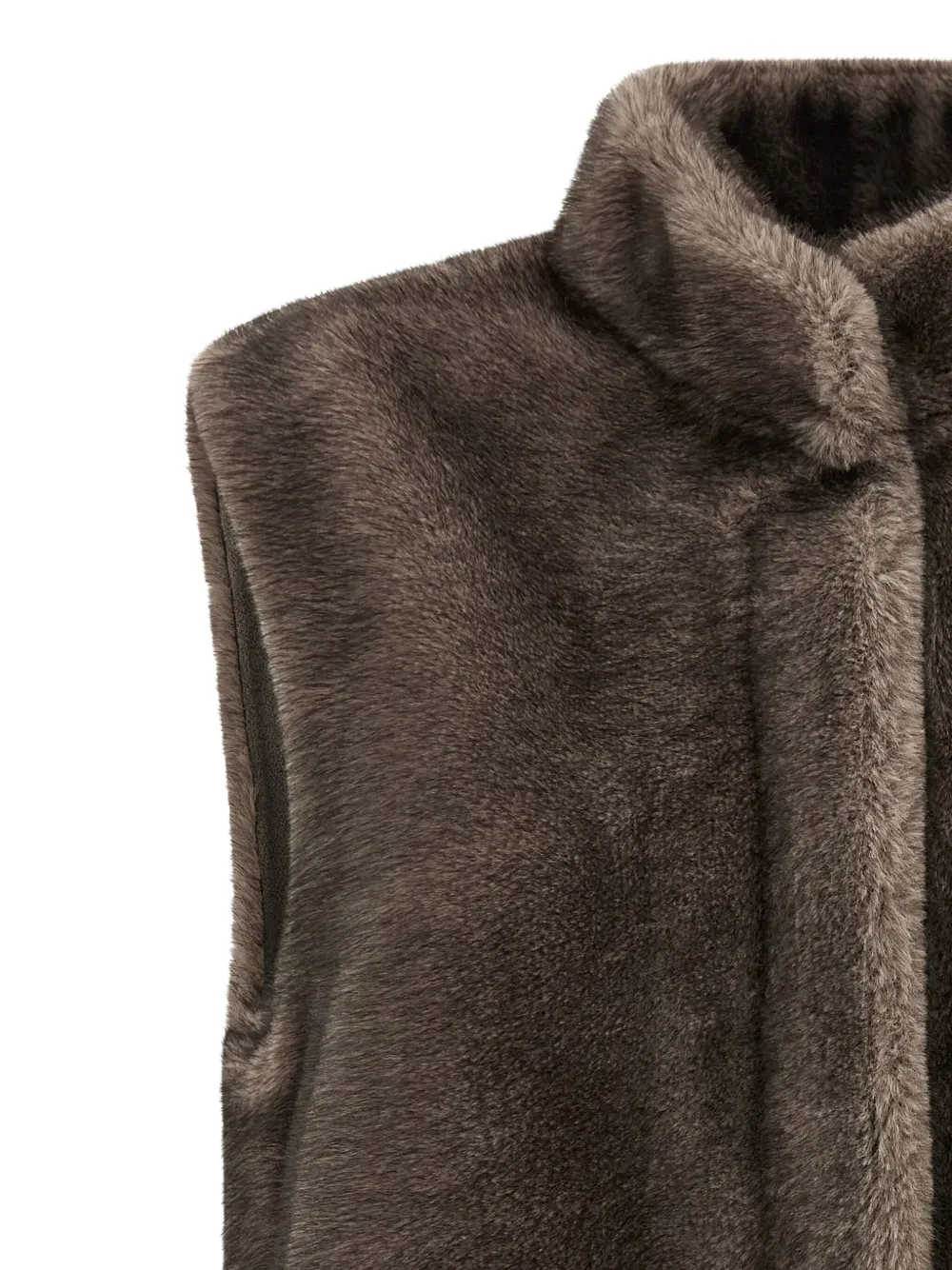 LOU ANDREA Gilet met hoge hals en asymmetrische afwerking Bruin