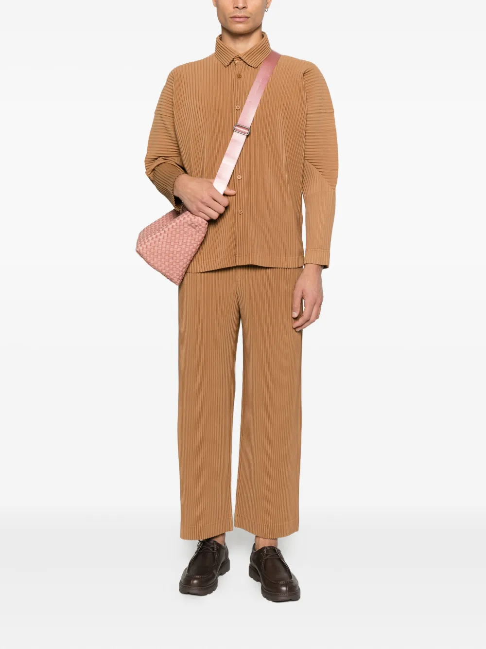 Homme Plissé Issey Miyake plissé buttoned shirt - Bruin