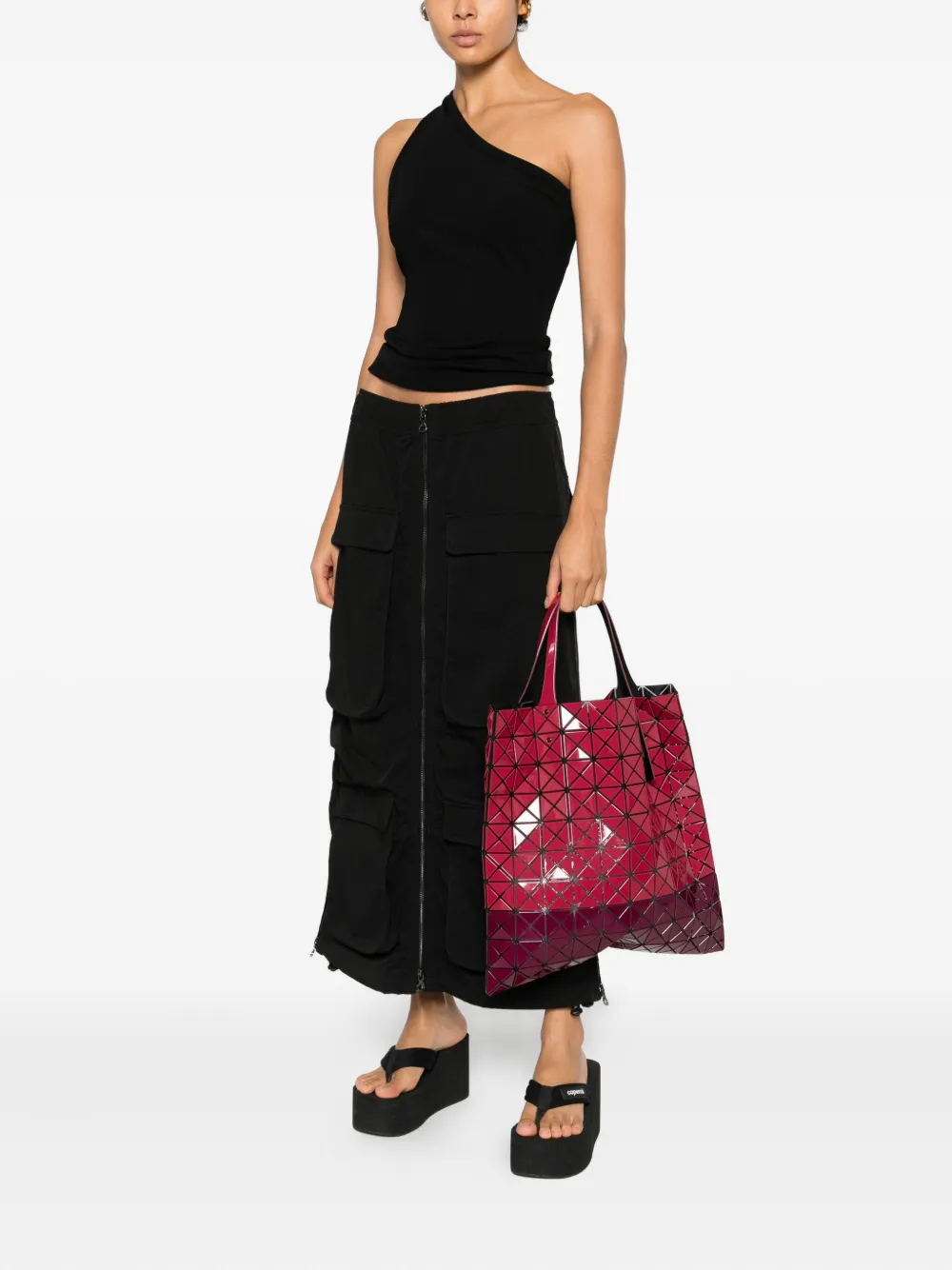 Bao Bao Issey Miyake Geometric-pattern Tote Bag In Red