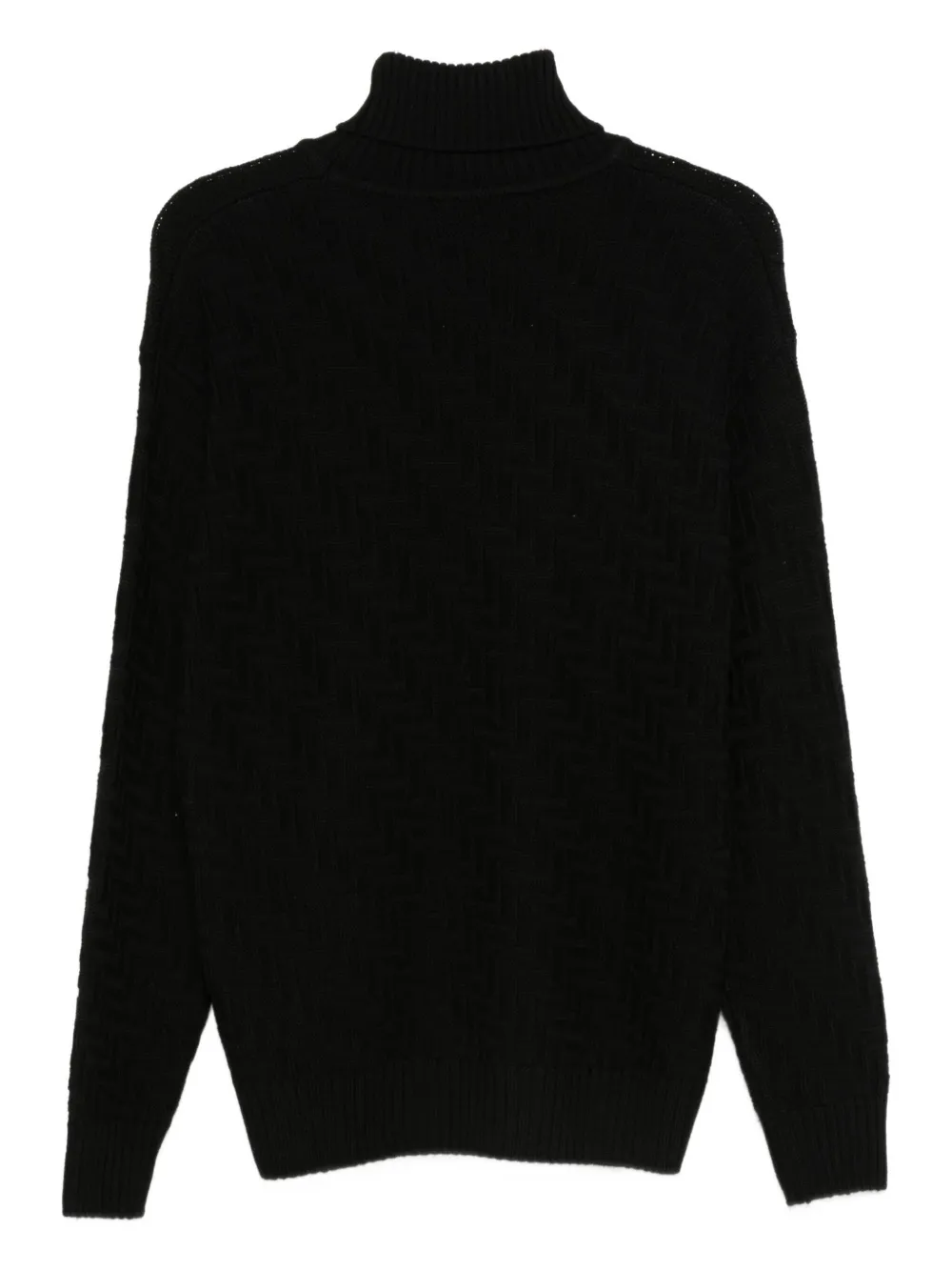 Low Brand textured roll-neck sweater - Zwart