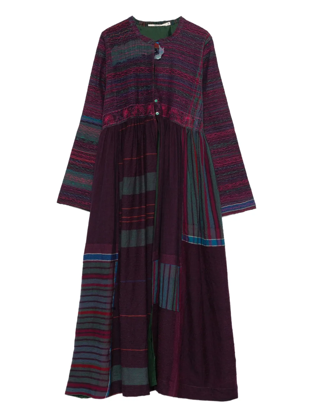 INJIRI striped-pattern coat | Purple | Image 1