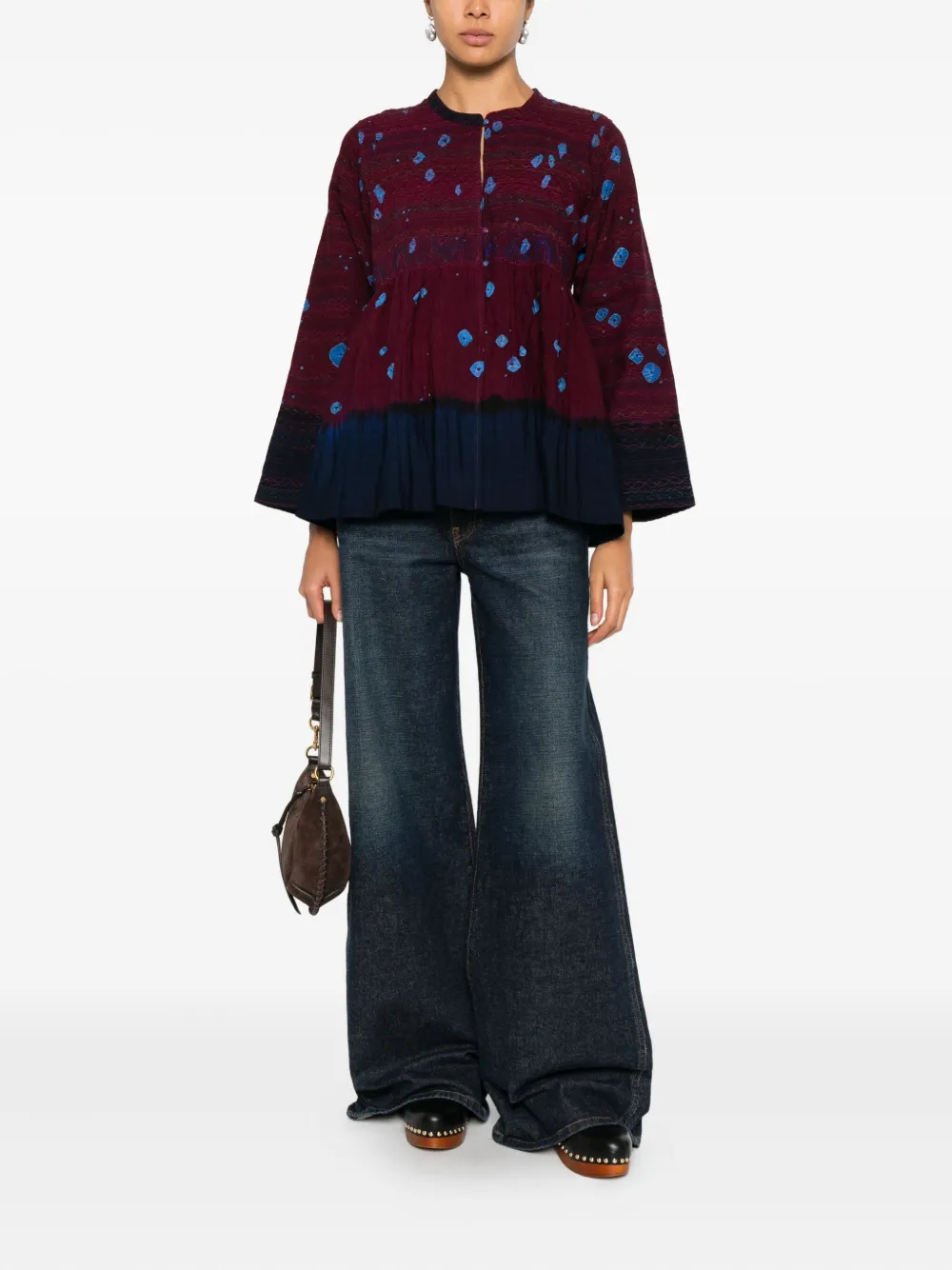INJIRI tiered print top - Paars