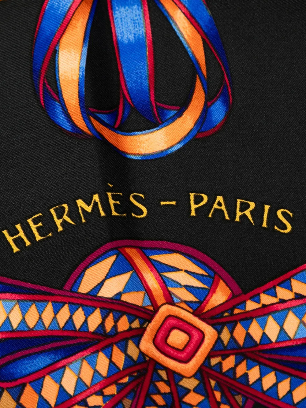 Pre-owned Hermes 20th Century Les Rubans Du Cheval Silk Scarf 90 Scarves In Black