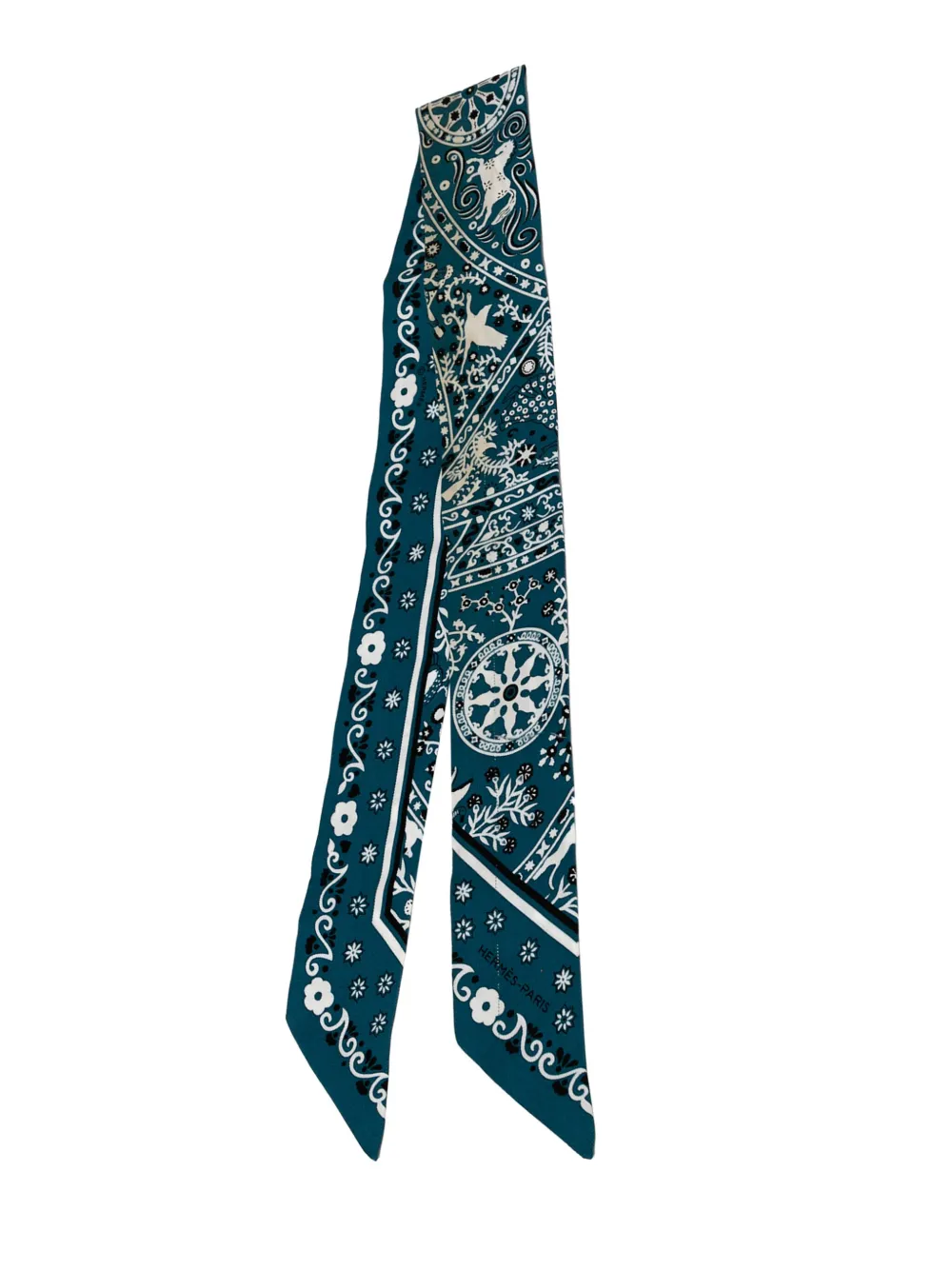 Hermès Pre-Owned 2000-2025 Peuple du Vent Bandana Silk Twilly Scarf scarves | Blue | Image 1