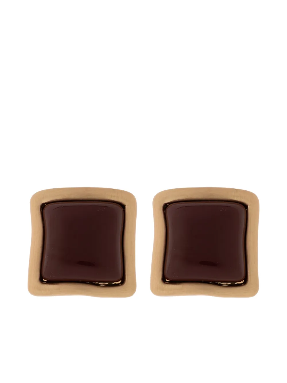 Cult Gaia Square Stud Earrings In Brown