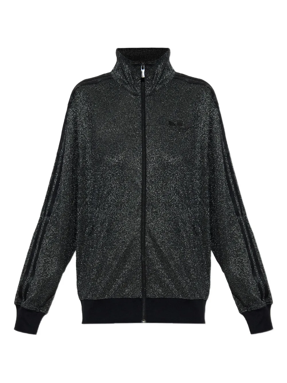 Adidas Originals Firebird Lurex Zip-up Sweatshirt In Black