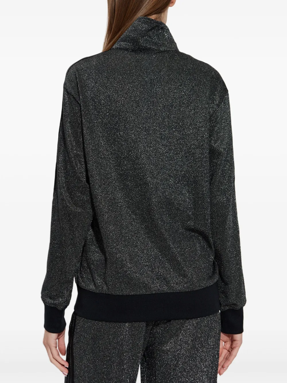 Adidas Originals Firebird Lurex Zip-up Sweatshirt In Black