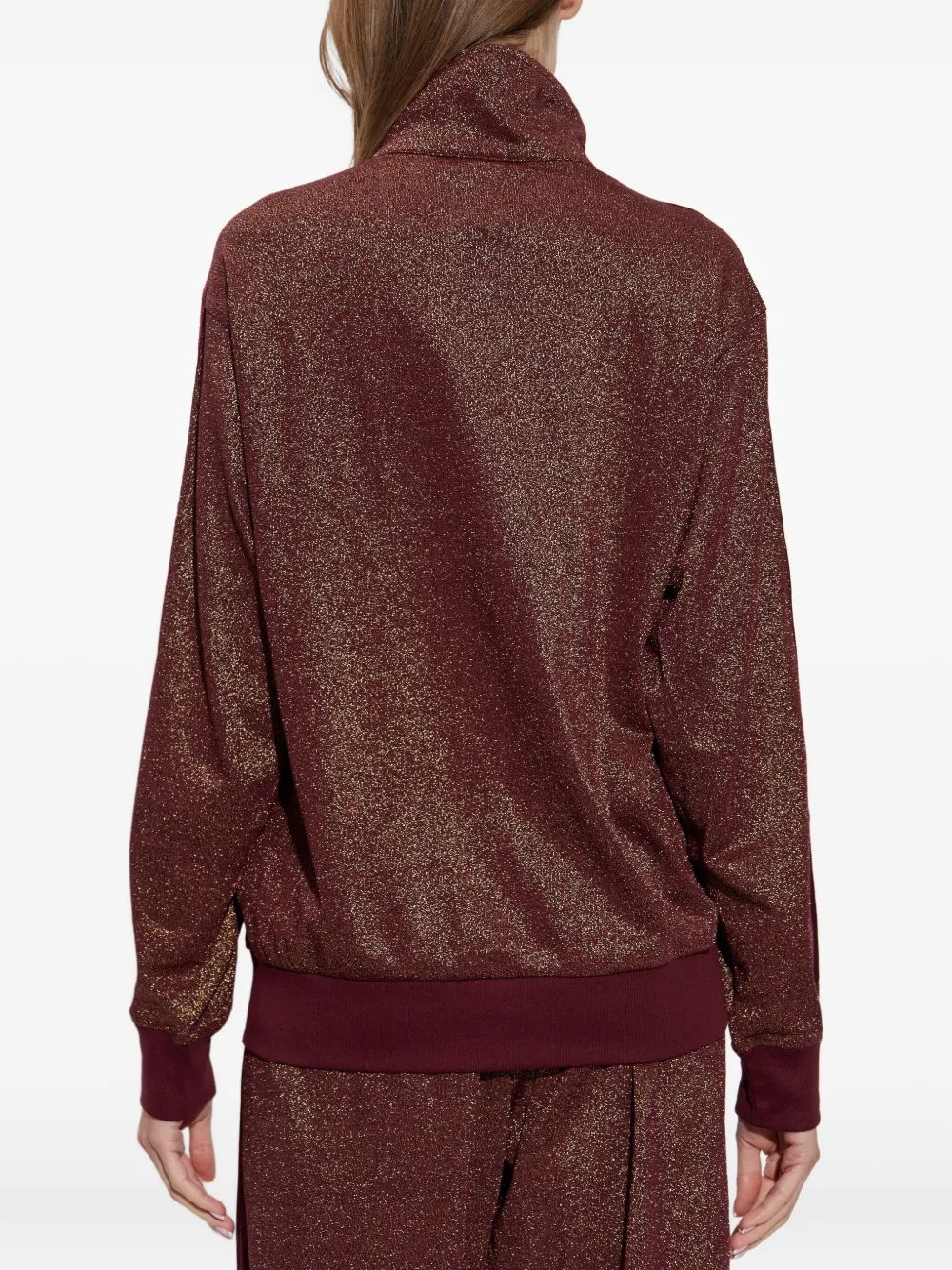 Adidas Originals Firebird Lurex Zip-up Sweatshirt In Burgundy