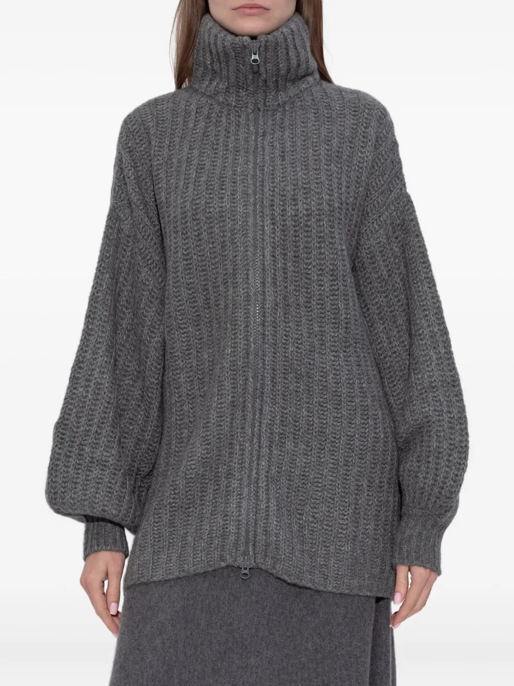 Lisa Yang Vest met ballonmouwen en rits Grijs