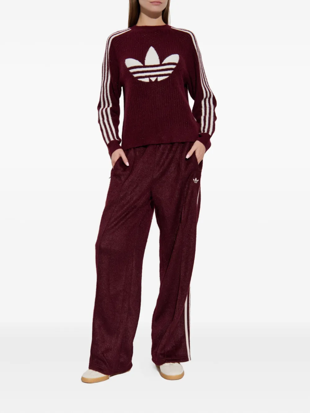 adidas logo stripe knitwear Rood