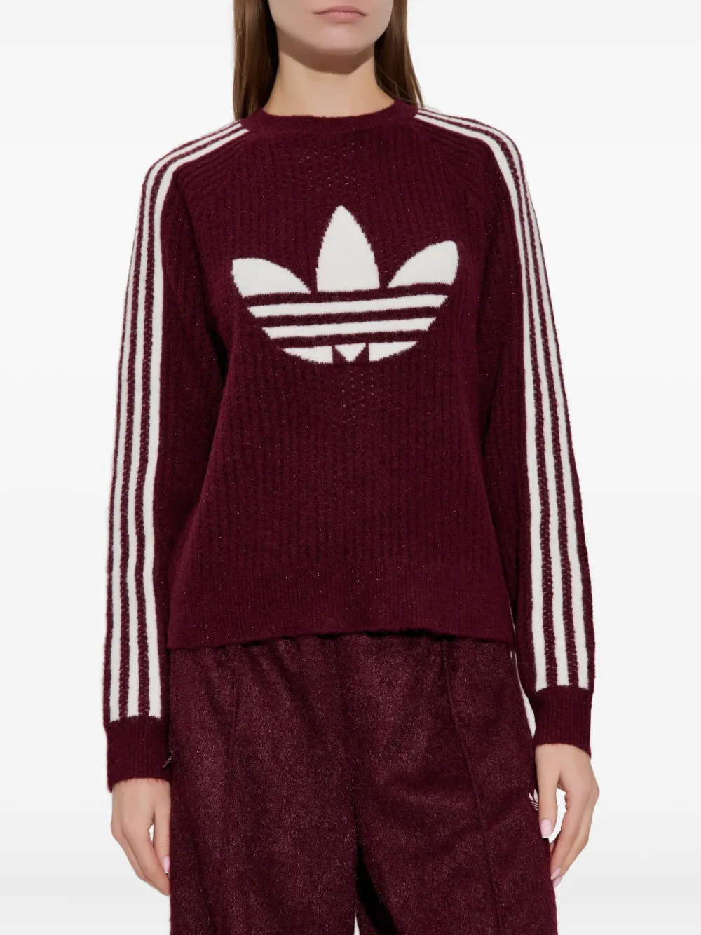 adidas logo stripe knitwear Rood