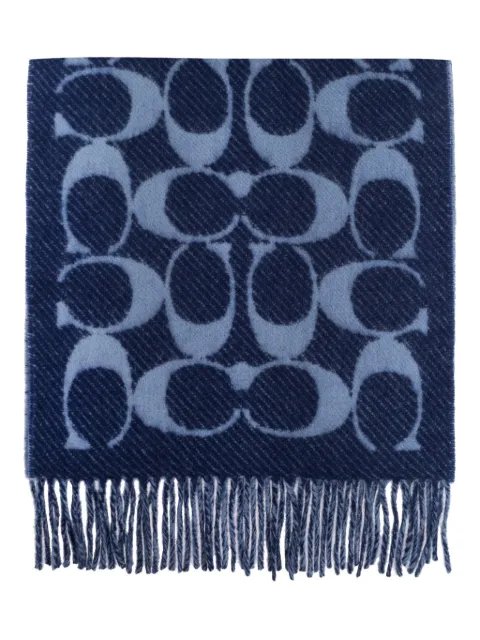 Coach logo fringed scarf