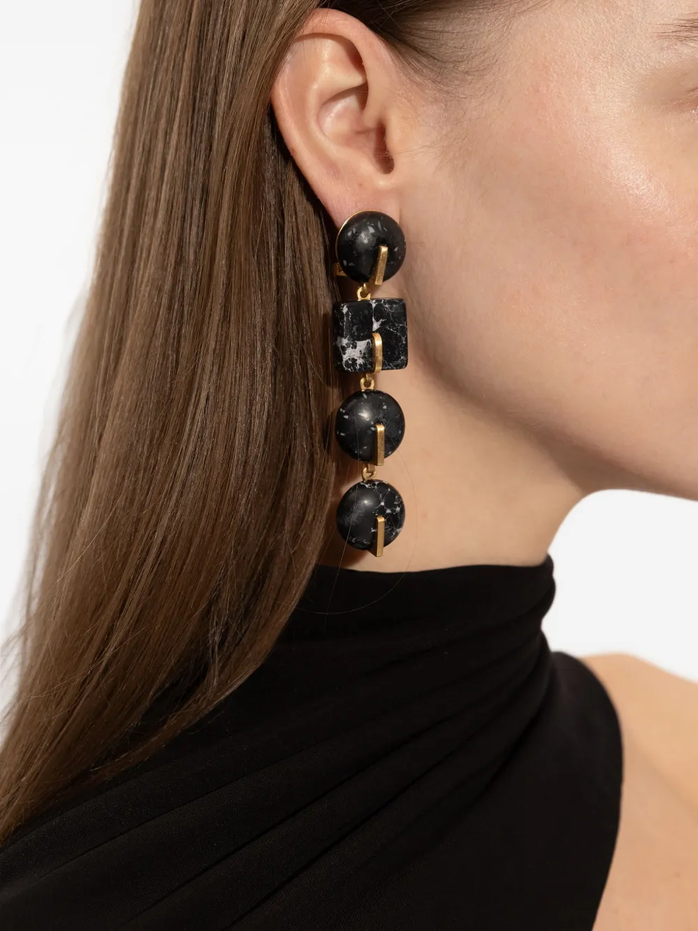 Cult Gaia geometric drop earrings - Zwart