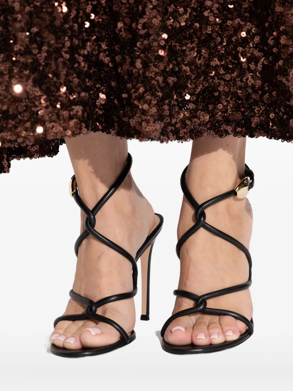 Gianvito Rossi 120 mm sandalen met geknoopt detail en hak Zwart