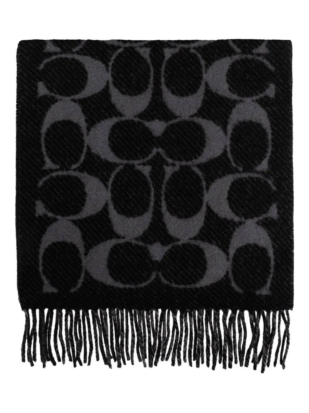 Coach jacquard fringed scarf - Zwart