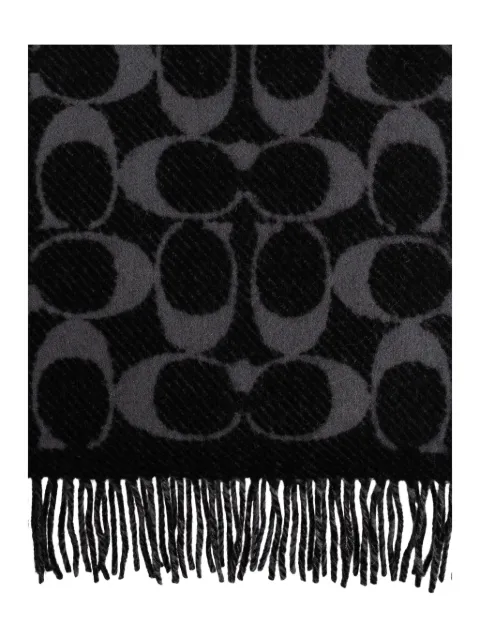 Coach jacquard fringed scarf