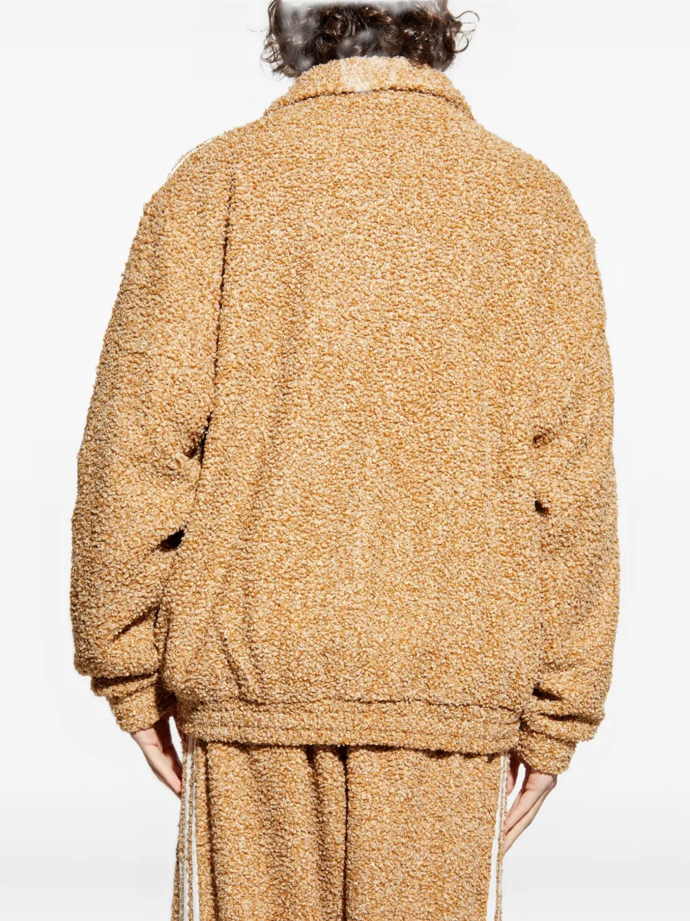 adidas Firebird bouclé sweater met rits Beige