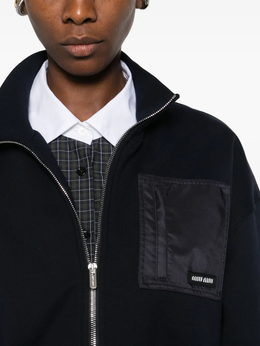 Miu Sweater met rits en zak Blauw