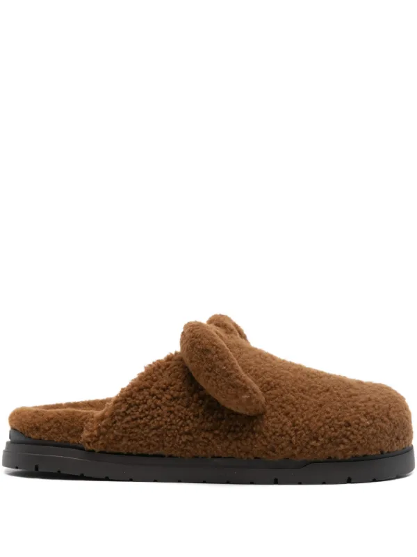 Fendi Shearling Mules in Brown