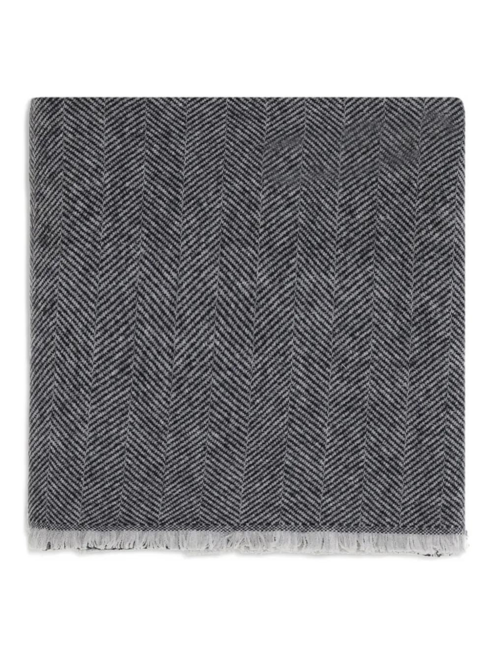 Brunello Cucinelli herringbone fringed scarf - Grijs