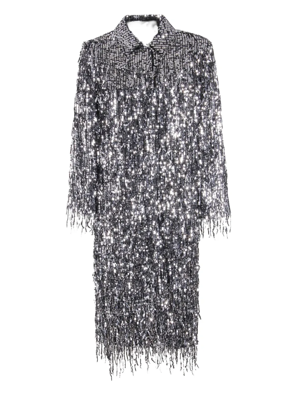 Isabelle Blanche fringed sequinned coat | Silver | Image 1
