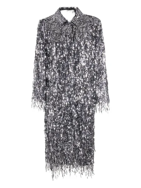 Isabelle Blanche fringed sequinned coat