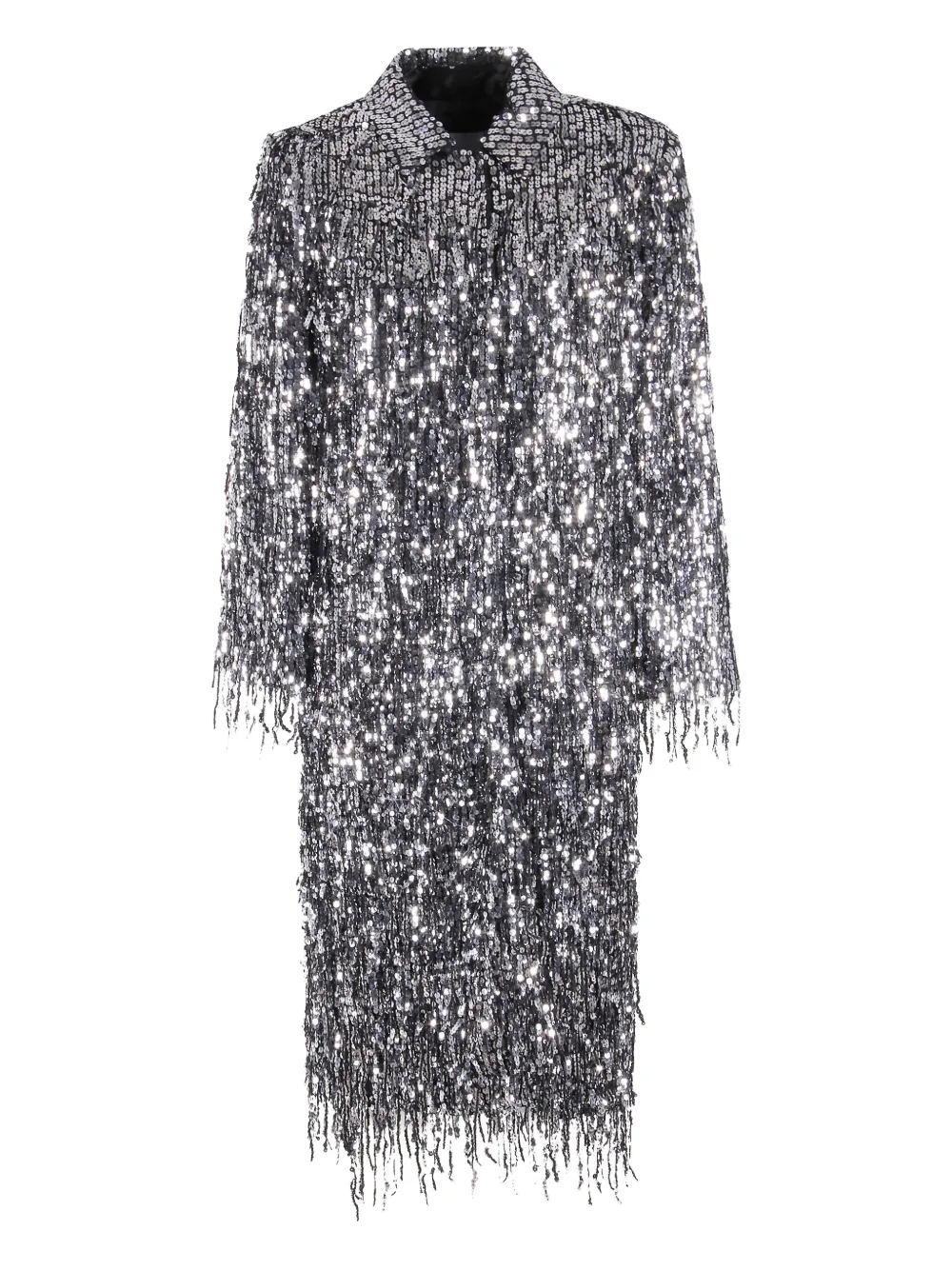 Isabelle Blanche fringed sequinned coat | Silver | Image 1