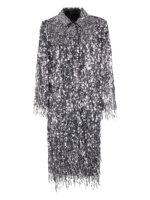 Isabelle Blanche fringed sequinned coat