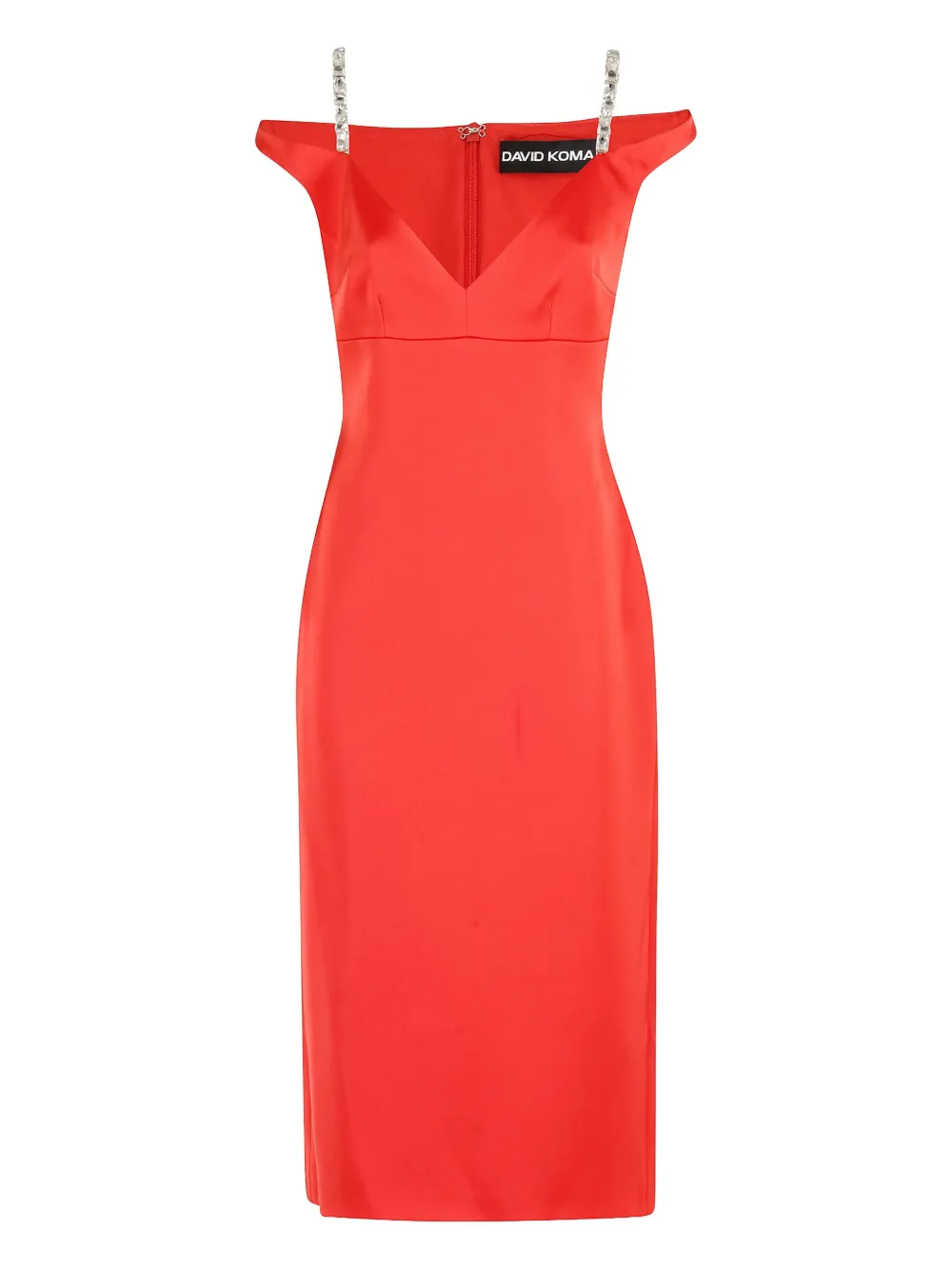 David Koma Abito midi con cristalli - Rosso