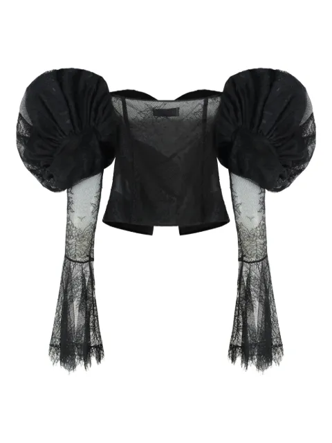 Les Filles d'Eva flower-lace puff-sleeve blouse