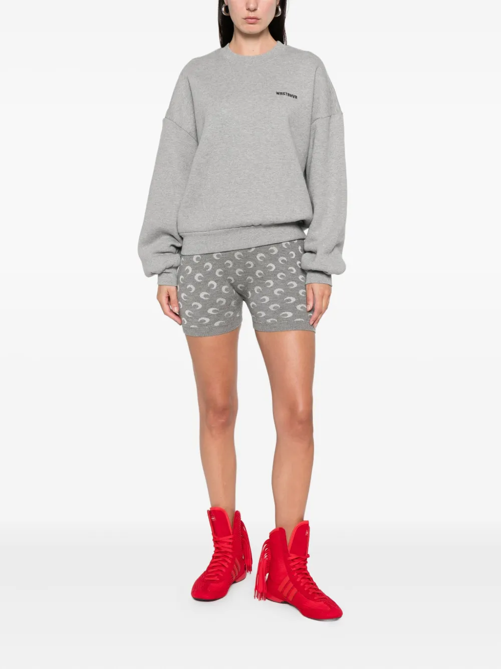 Wrstbhvr Neni Logo-embroidered Crew-neck Sweatshirt In Gray