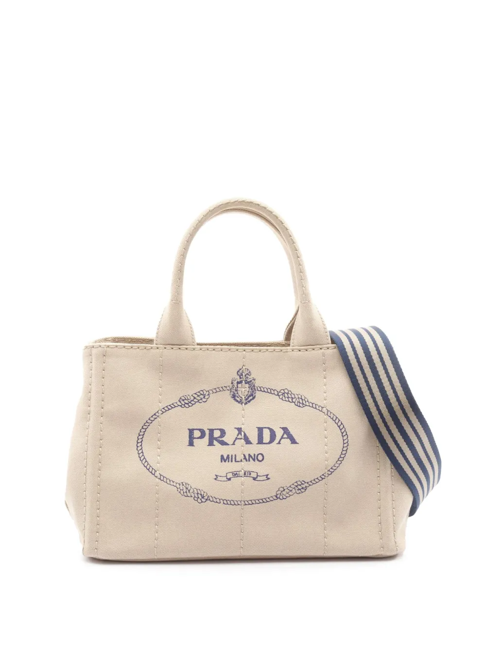 Pre-owned Prada 2010-2025 Canvas Canapa Logo Satchel In Brown