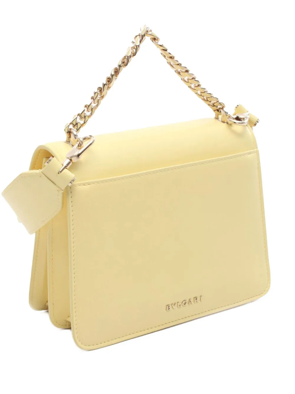 Pre-owned Bvlgari 2010-2025 Leather Serpenti Forever Maxi Chain Top Handle Bag Satchel In Yellow