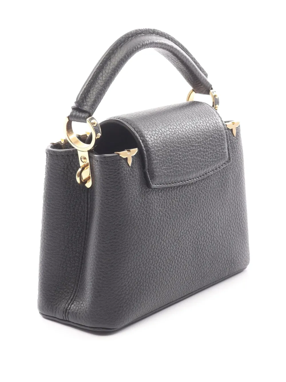 Pre-owned Louis Vuitton 2020 Taurillon Mini Capucines Satchel In Black