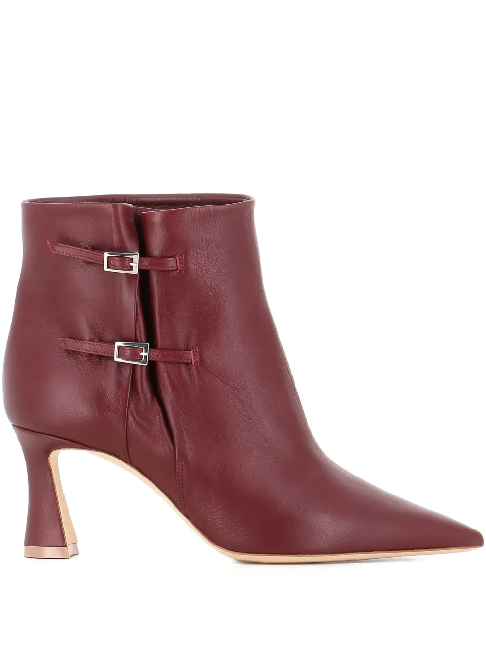 Malone Souliers 70mm Norma Buckle Leather Ankle Boots In Burgundy