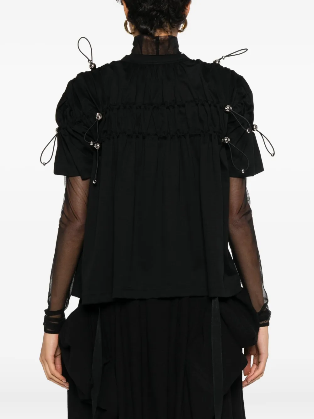 Noir Kei Ninomiya Gesmockte blouse met verfraaiing Zwart