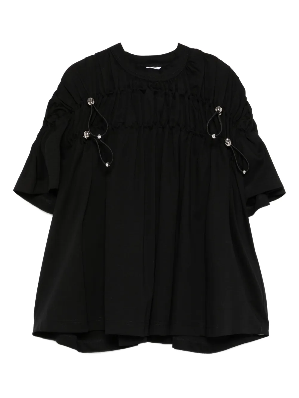 Noir Kei Ninomiya embellished gathered blouse - Nero