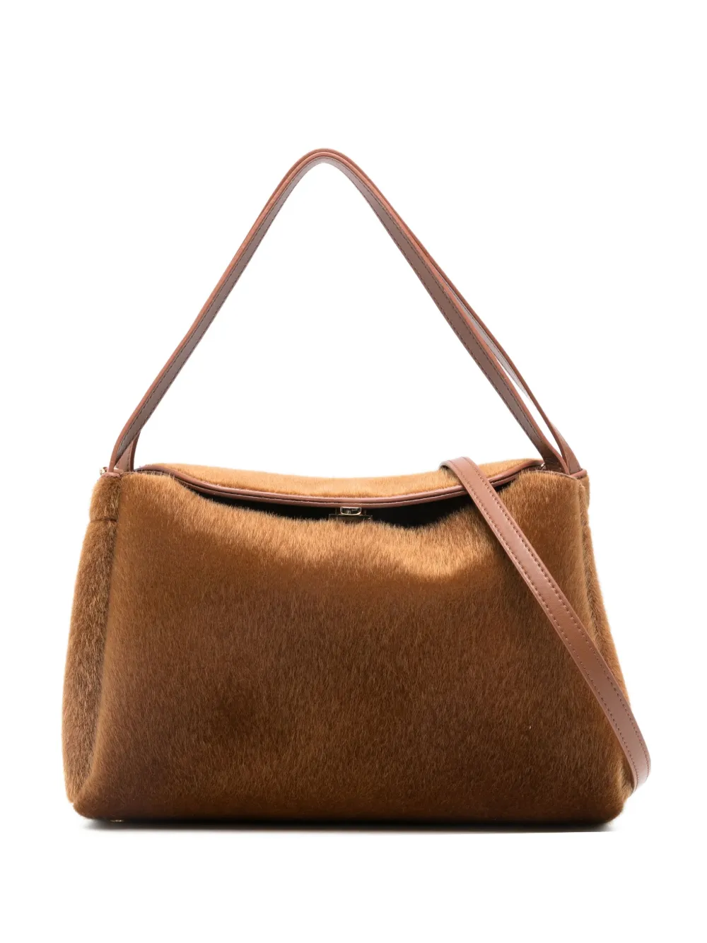 Themoirè Shopper mit Clipverschluss | Braun | Image 1