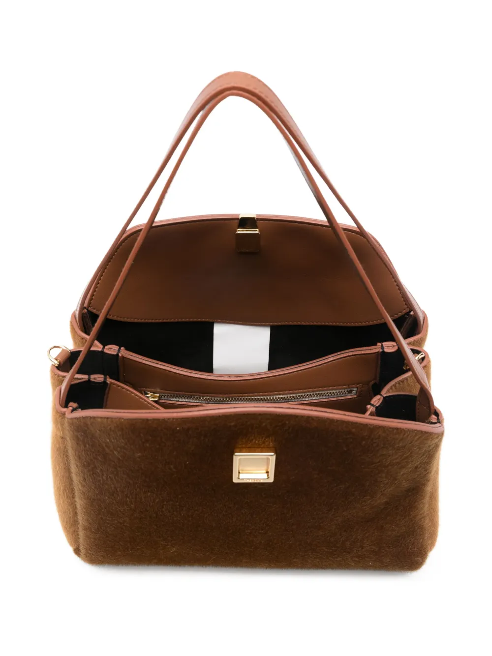 Themoirè Shopper met gesp Bruin