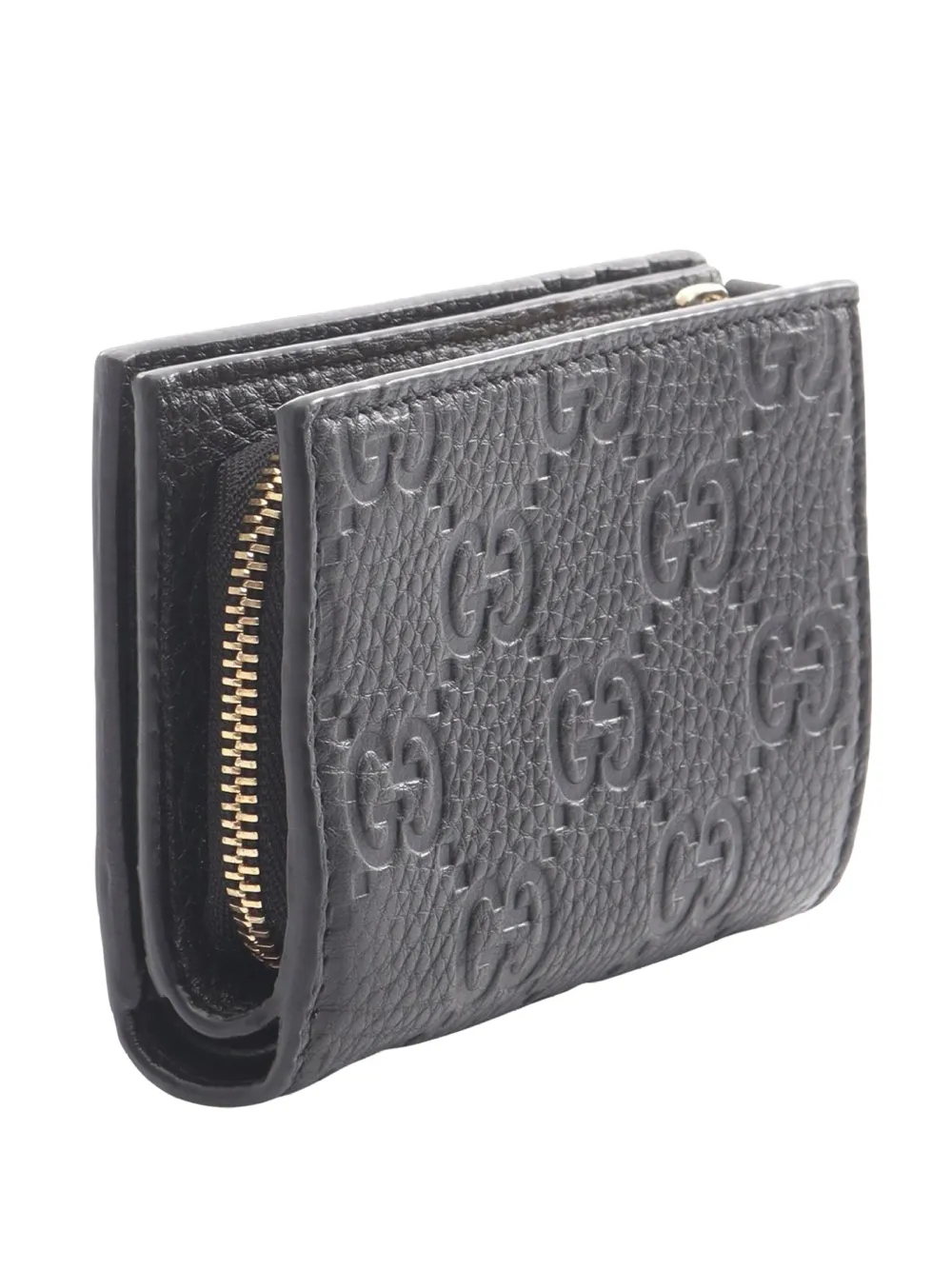 Pre-owned Gucci 2000-2015 Gg Emblem Mini Bifold Wallet Small Wallets In Black