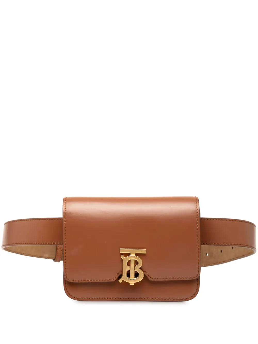 Pre-owned Burberry 2018-2025 Leather Tb Belt Bag In Brown