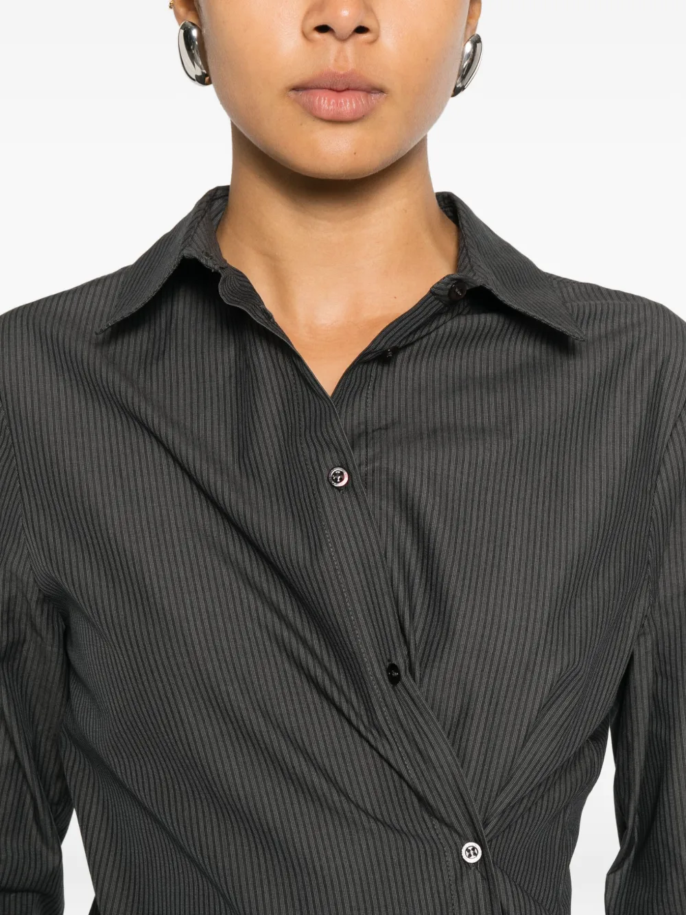 Paloma Wool Donald gestreepte blouse met knopen Zwart