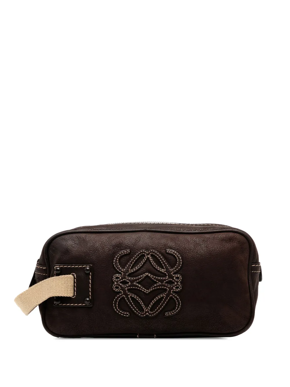 Loewe Pre-Owned 2007 Nubuck Anagram clutch bag | Brown | Image 1
