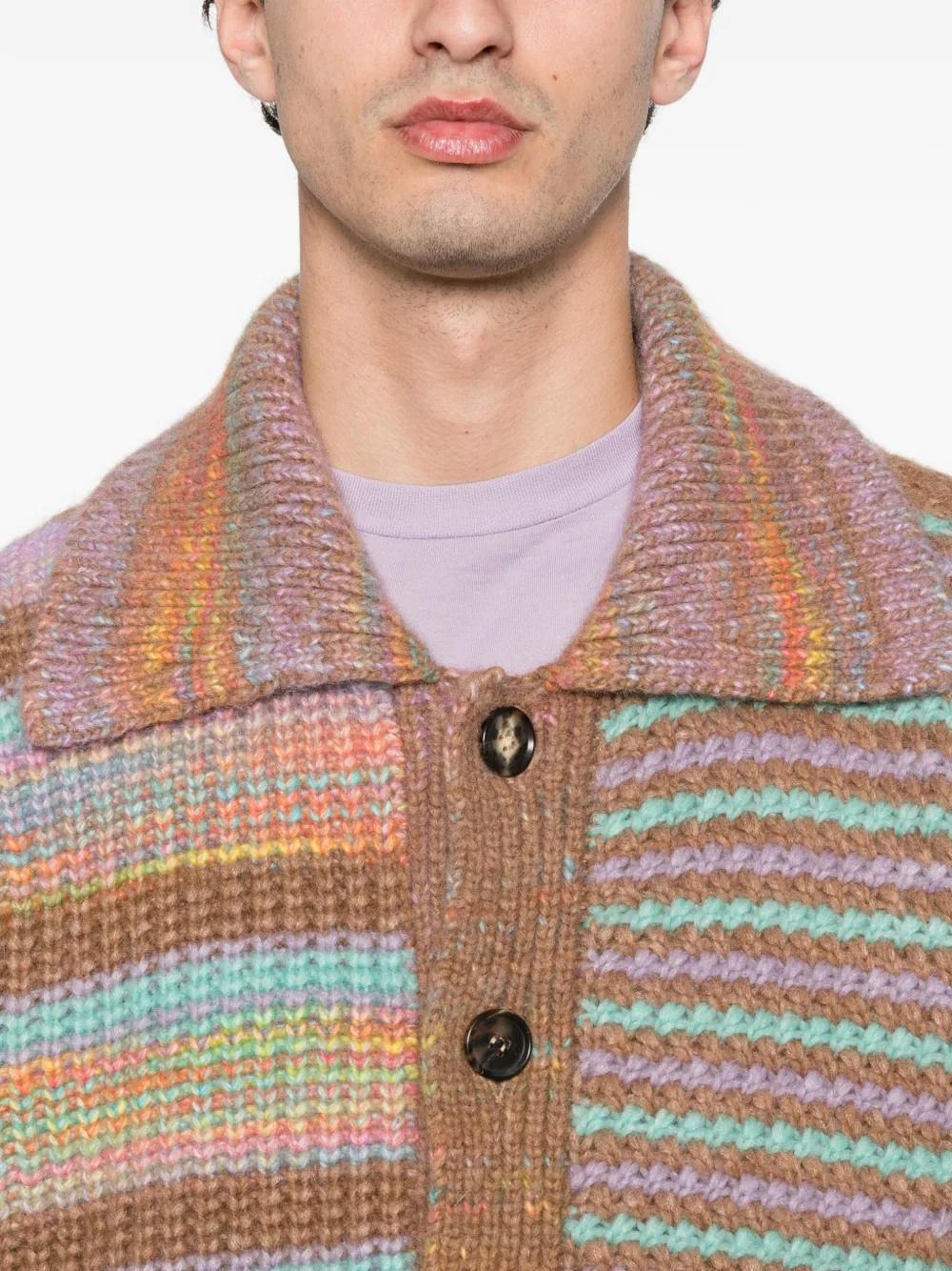 Roberto Collina Vest met patroon Bruin
